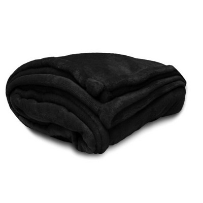 Black Oversize Micro Fleece Throw Blanket