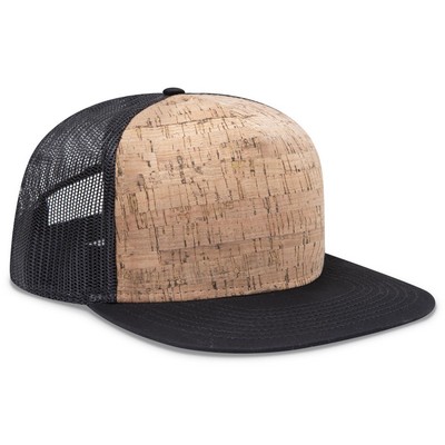 OTTO Cork Square Flat Visor "OTTO SNAP" 5 Panel Pro Style Mesh Back Trucker Snapback Hat