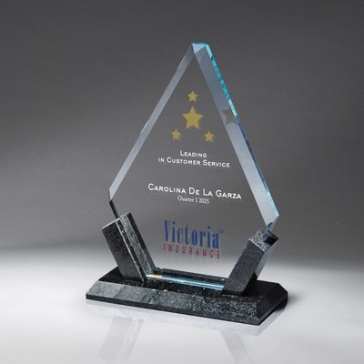 Diamond Bevel Glass and Marble Pillar Base (Small)