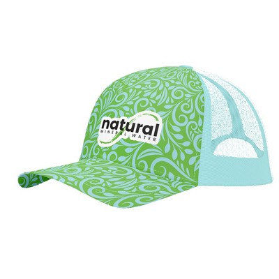 Premium Sublimation 5 Panel Mesh Back Trucker Cap -